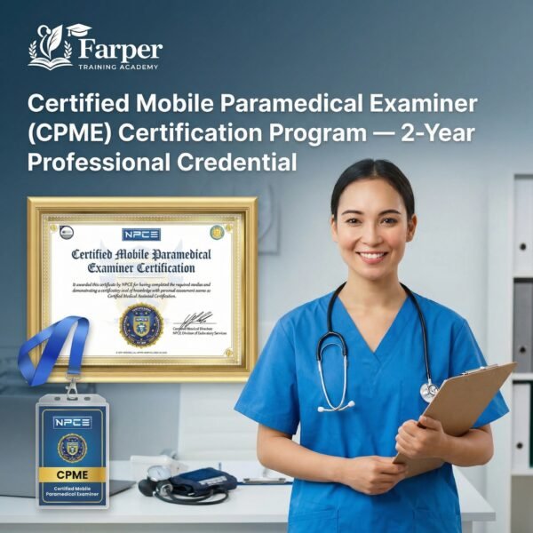 Farper Training Academy™ Certified Mobile Paramedical Examiner (CPME) Certification Program — 2-Year Professional Credential