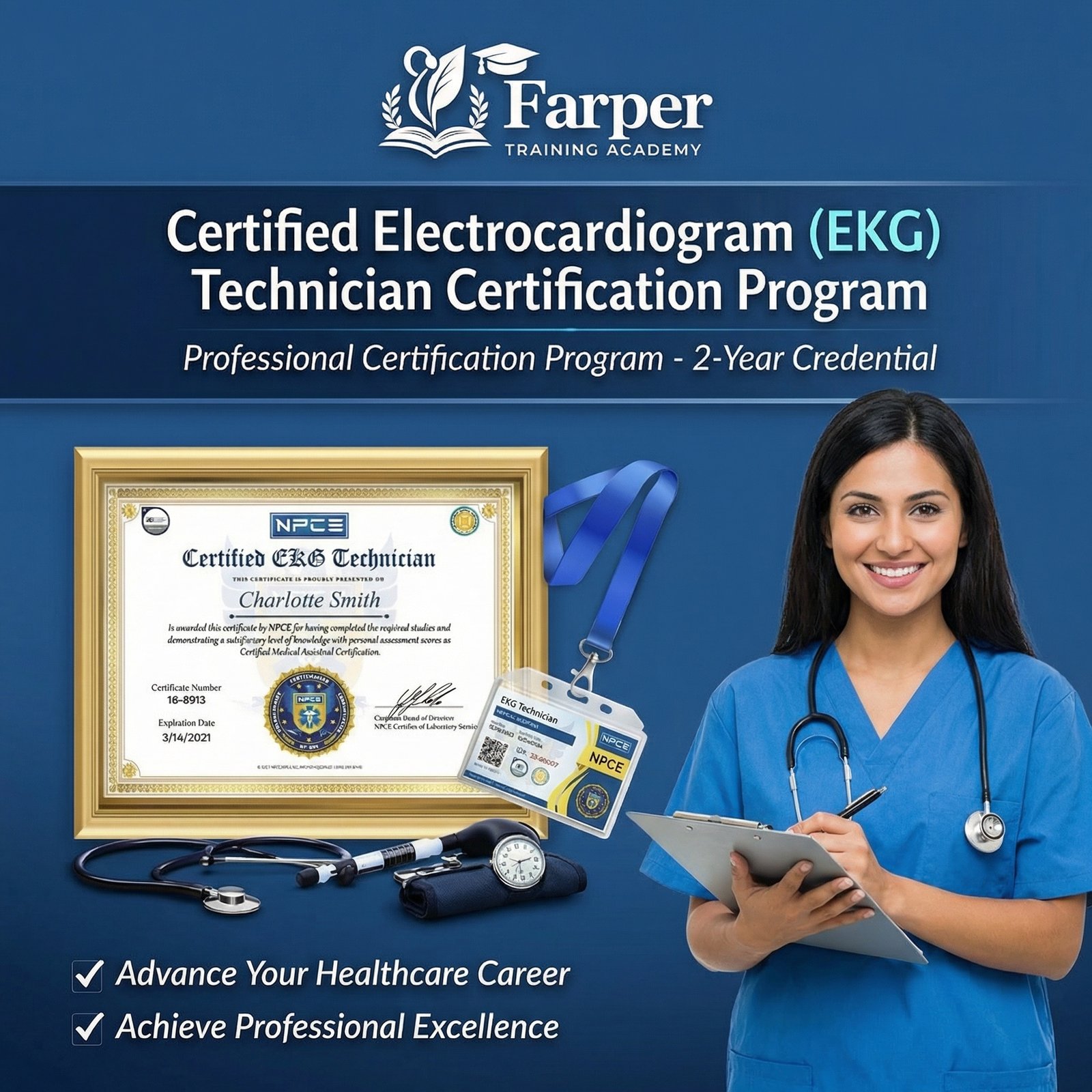 Farper Training Academy™ Certified Electrocardiogram (EKG) Technician Certification Program — 2-Year Professional Credential