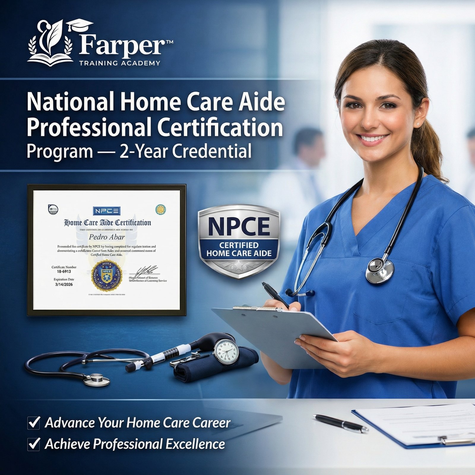 Farper Training Academy™ National Home Care Aide Professional Certification Program — 2-Year Credential